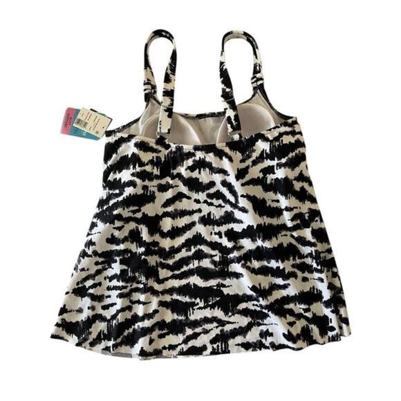 SWIM SOLUTIONS A-Line Tankini Feral Stripes Swim Top Size 8 NWT $78 - Picture 2 of 5